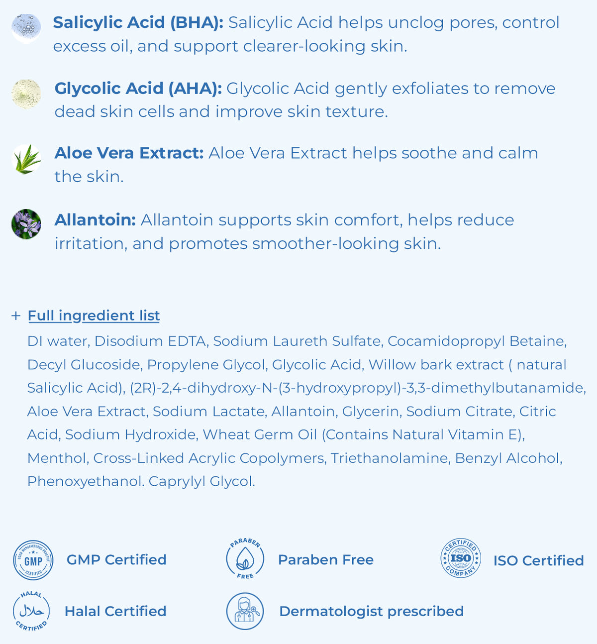 Clarevo Salicylic Acid Facewash ingredients and formula facts