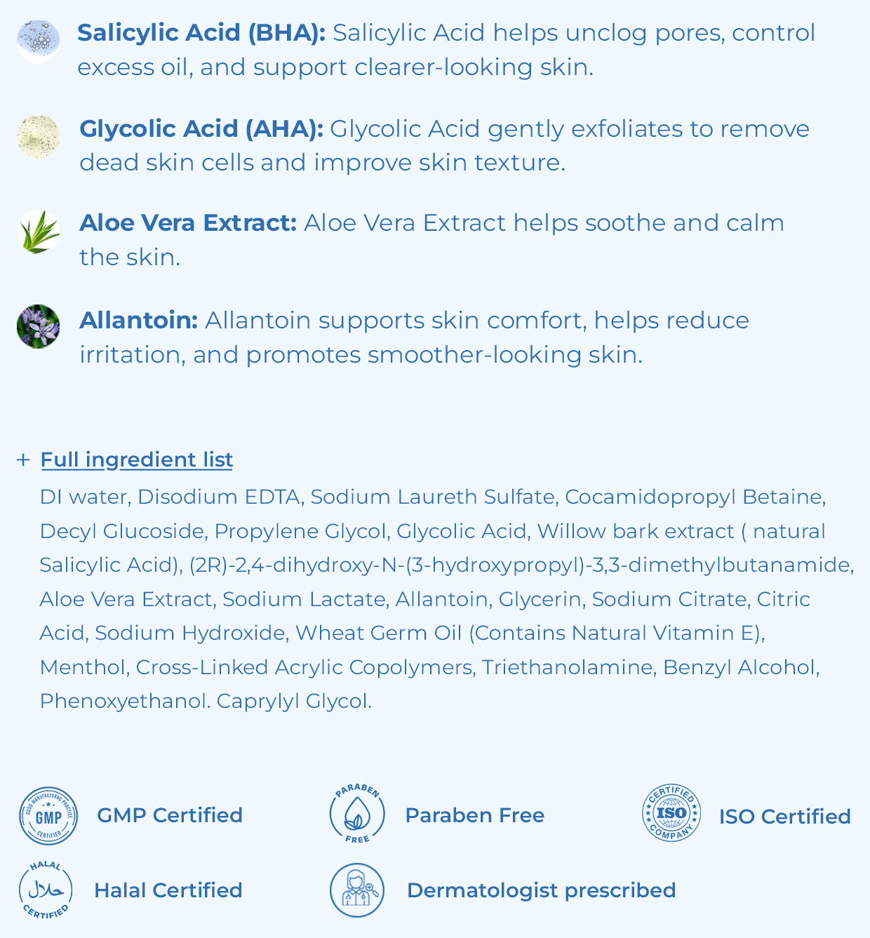 Clarevo Salicylic Acid Facewash ingredients and formula facts
