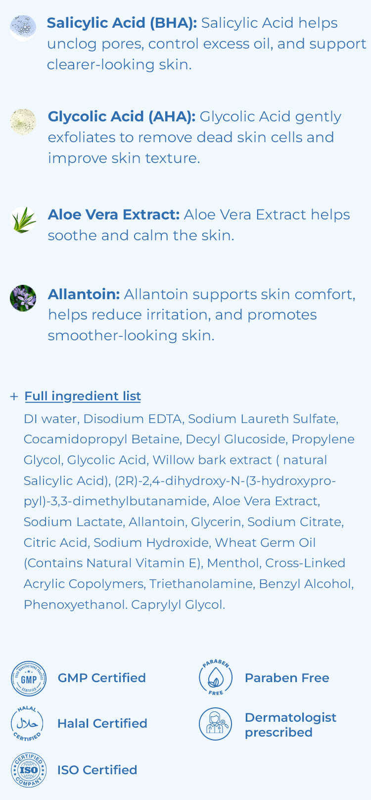 Clarevo Salicylic Acid Facewash ingredients and formula facts (mobile)